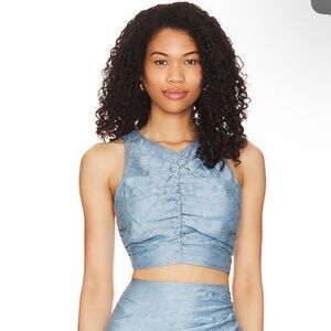 Amy ruched top in sea blue